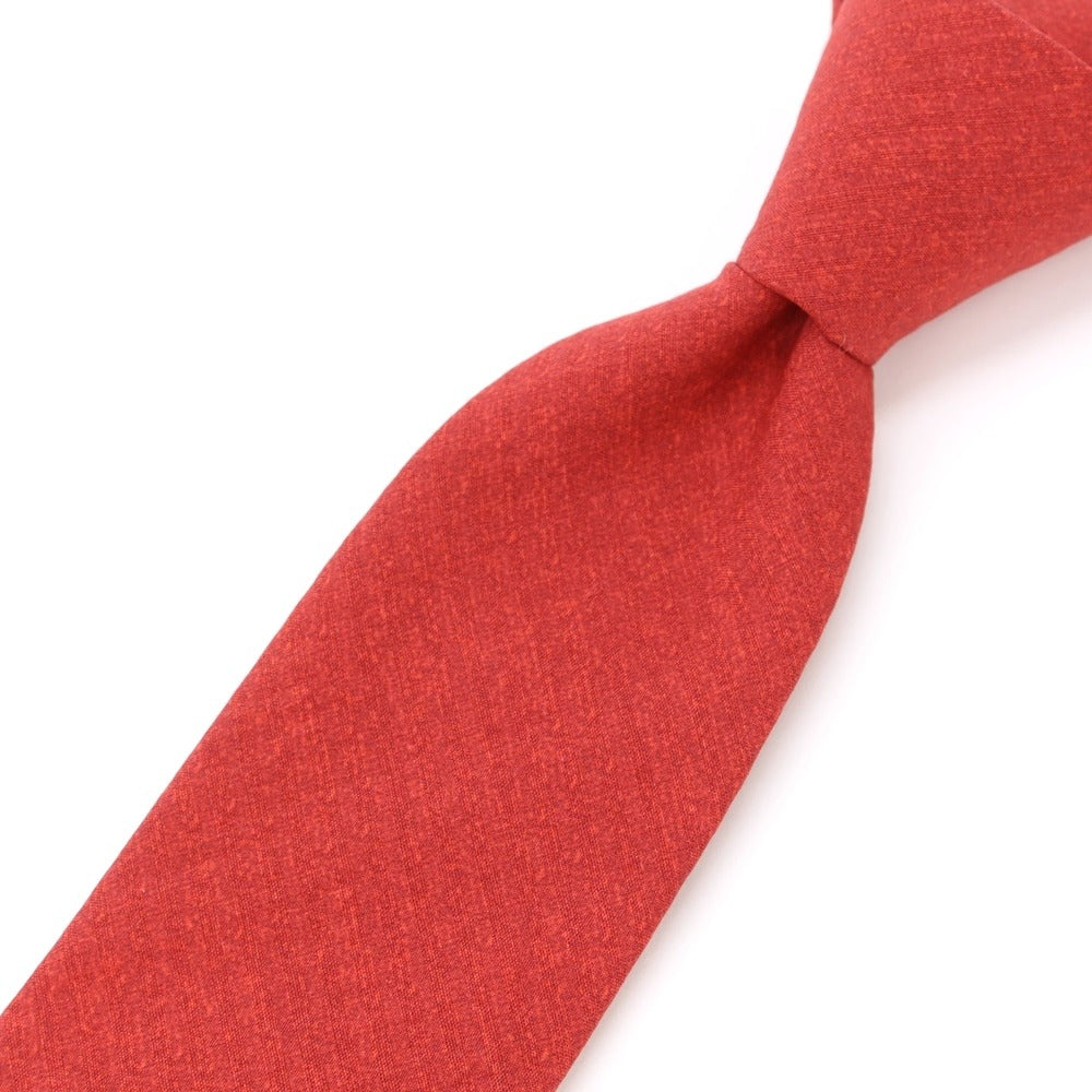 [New] GIERRE Plain x Striped 3-Fold Cotton Silk Tie Red [RED] [S/S/A/W] [Condition Rank N] [Men&