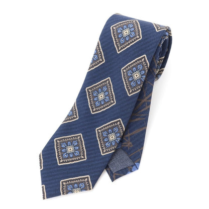 [New] GIERRE Printed 3-fold Silk Tie Navy [NVY] [S/S/A/W] [Condition Rank N] [Men&