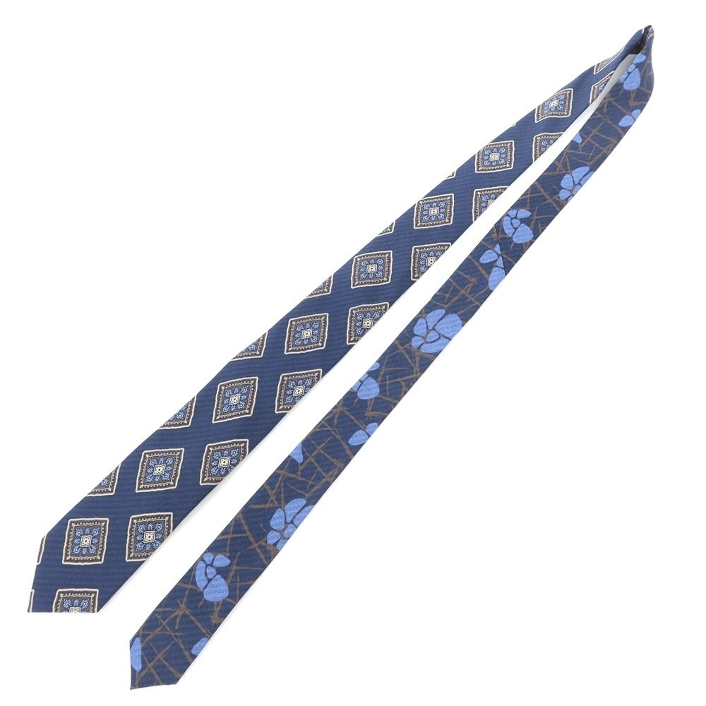 [New] GIERRE Printed 3-fold Silk Tie Navy [NVY] [S/S/A/W] [Condition Rank N] [Men&