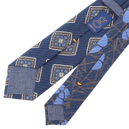 [New] GIERRE Printed 3-fold Silk Tie Navy [NVY] [S/S/A/W] [Condition Rank N] [Men&