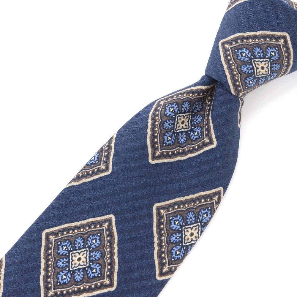 [New] GIERRE Printed 3-fold Silk Tie Navy [NVY] [S/S/A/W] [Condition Rank N] [Men&