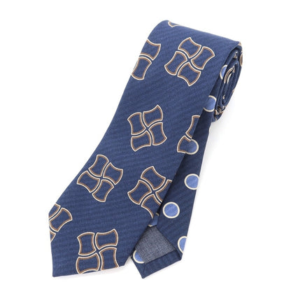 [New] GIERRE Printed 3-fold Silk Tie Navy [NVY] [S/S/A/W] [Condition Rank N] [Men&