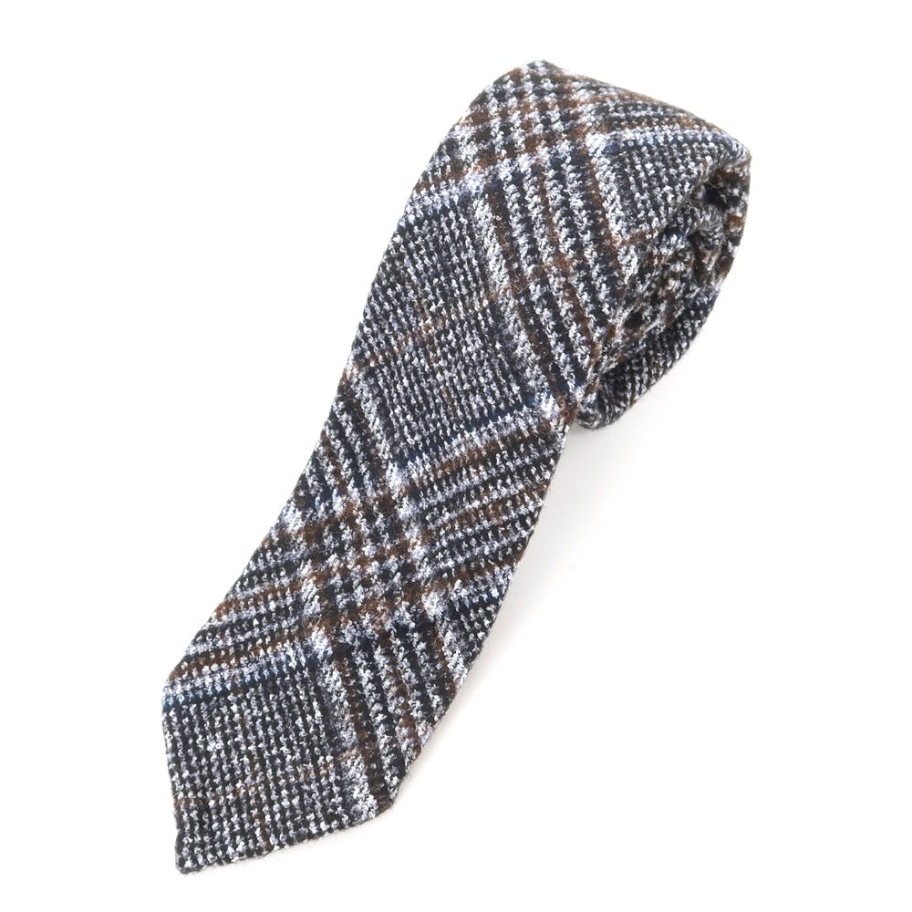 [New] GIERRE Check 3-fold Alpaca Cotton Nylon Tie Black x Brown [BLK] [A/W] [Condition Rank N] [Men&