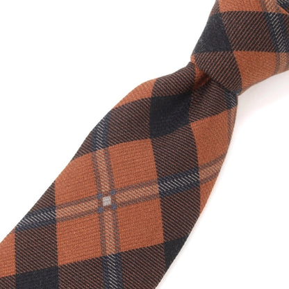 [New] GIERRE Check Print Tri-Fold Silk Tie Light Brown x Black [BRW] [S/S/A/W] [Condition Rank N] [Men&