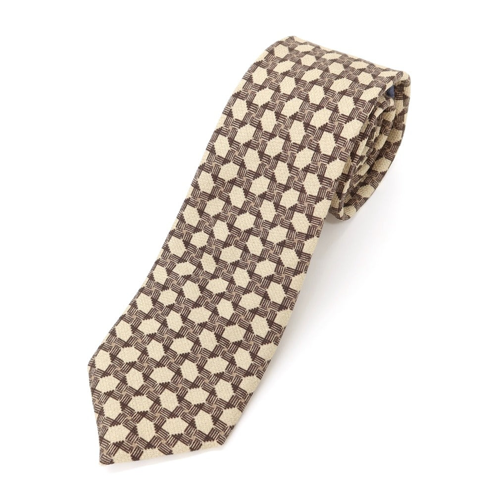 [New] GIERRE Printed Tri-Fold Silk Tie Beige x Brown [BEI] [S/S/A/W] [Condition Rank N] [Men&