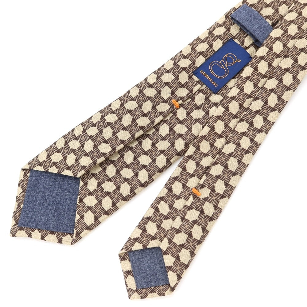 [New] GIERRE Printed Tri-Fold Silk Tie Beige x Brown [BEI] [S/S/A/W] [Condition Rank N] [Men&