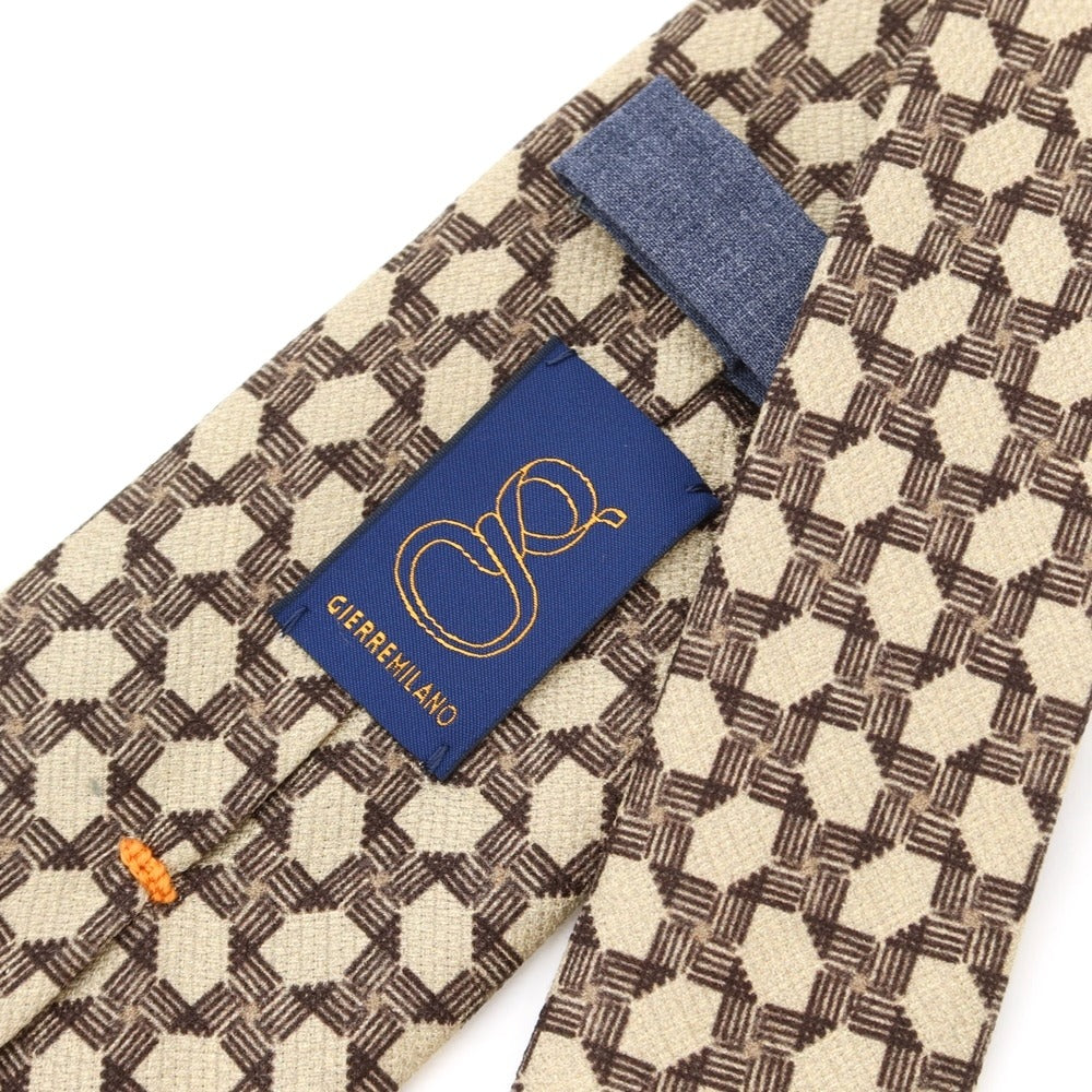 [New] GIERRE Printed Tri-Fold Silk Tie Beige x Brown [BEI] [S/S/A/W] [Condition Rank N] [Men&