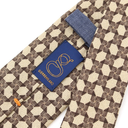 [New] GIERRE Printed Tri-Fold Silk Tie Beige x Brown [BEI] [S/S/A/W] [Condition Rank N] [Men&