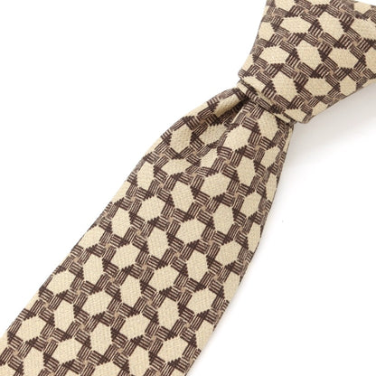 [New] GIERRE Printed Tri-Fold Silk Tie Beige x Brown [BEI] [S/S/A/W] [Condition Rank N] [Men&