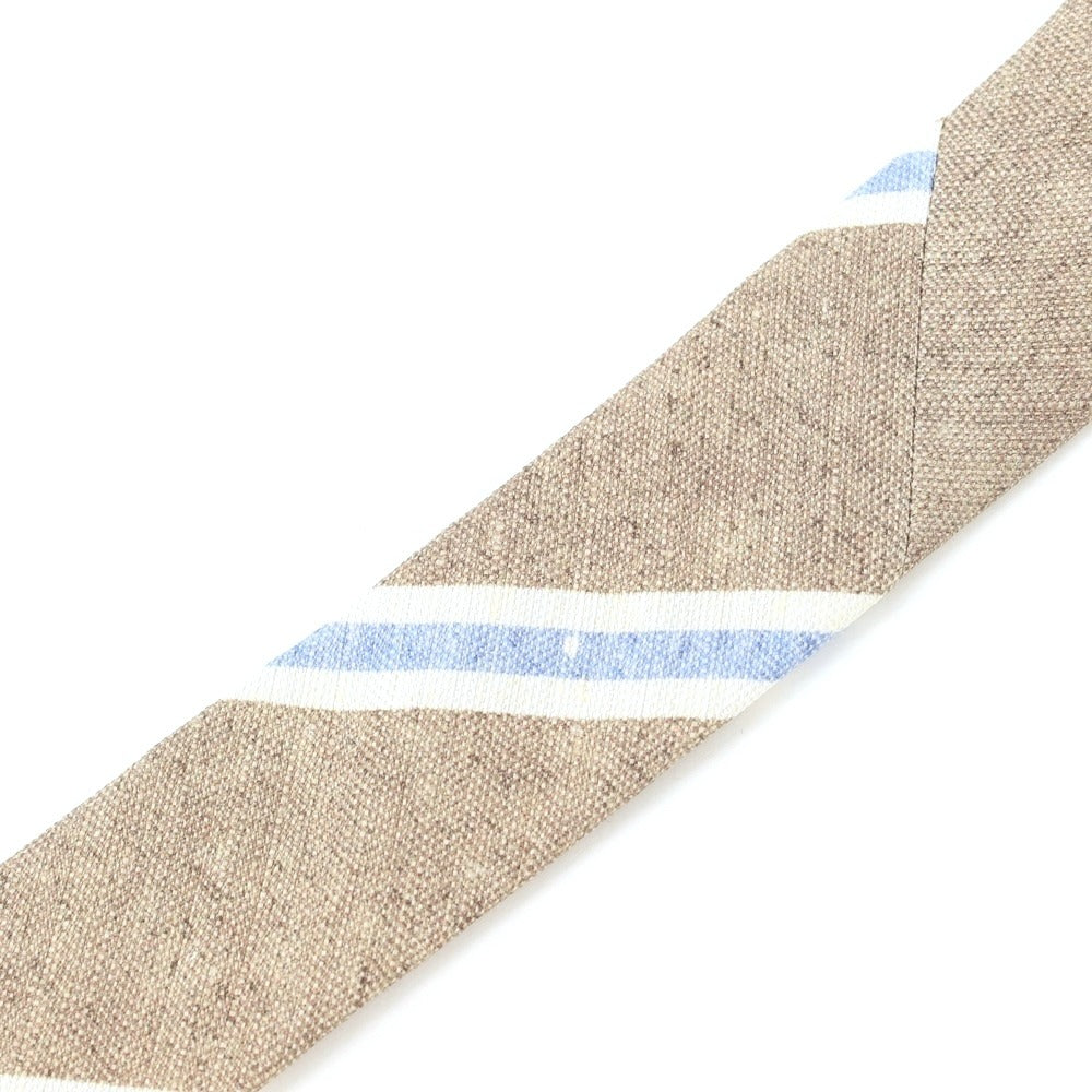 [New Outlet] GIERRE Plain x Striped 3-Fold Silk Linen Tie Brown Beige [BEI] [S/S/A/W] [Condition Rank N-] [Men&