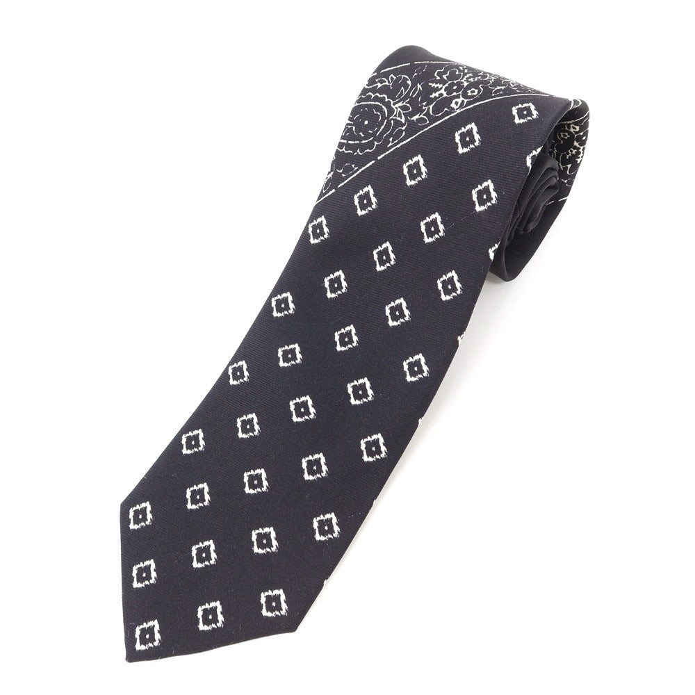 [New Outlet] GIERRE Panel Print Tri-Fold Silk Tie Black x White [BLK] [S/S/A/W] [Condition Rank N-] [Men&