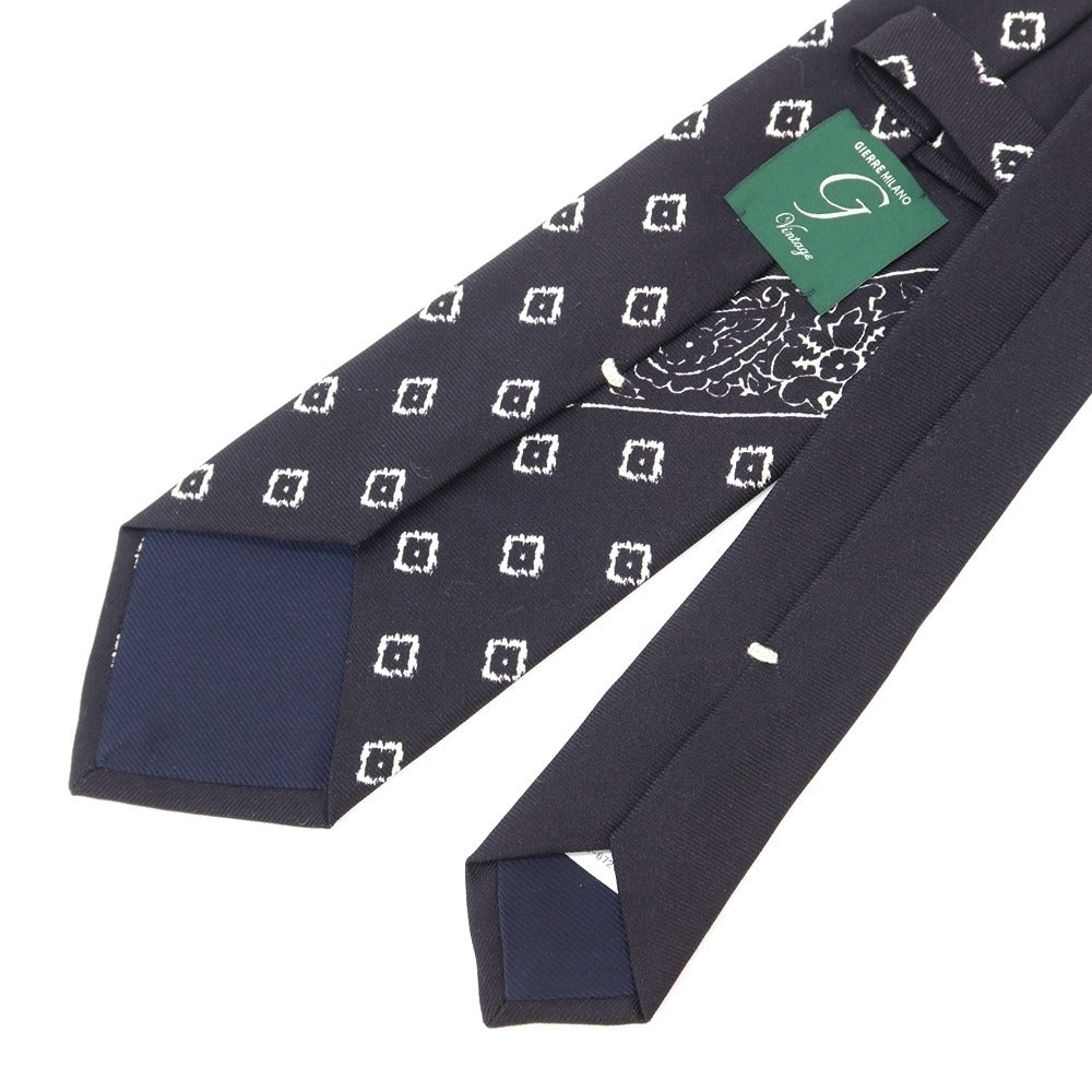 [New Outlet] GIERRE Panel Print Tri-Fold Silk Tie Black x White [BLK] [S/S/A/W] [Condition Rank N-] [Men&