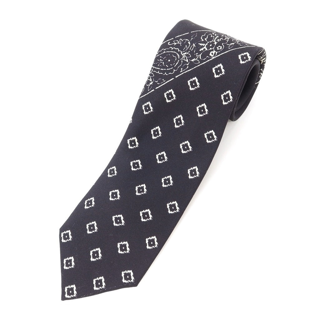 [New Outlet] GIERRE Panel Print Tri-Fold Silk Tie Black x White [BLK] [S/S/A/W] [Condition Rank N-] [Men&