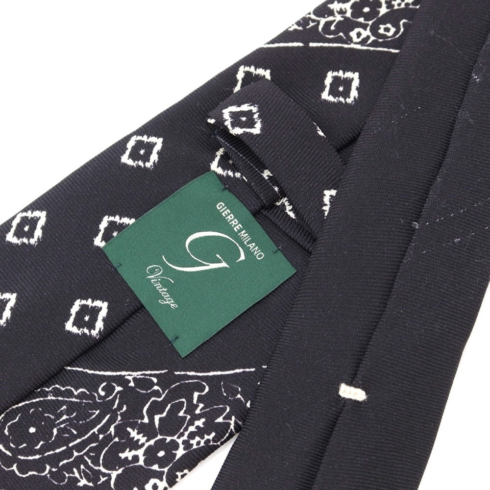 [New Outlet] GIERRE Panel Print Tri-Fold Silk Tie Black x White [BLK] [S/S/A/W] [Condition Rank N-] [Men&