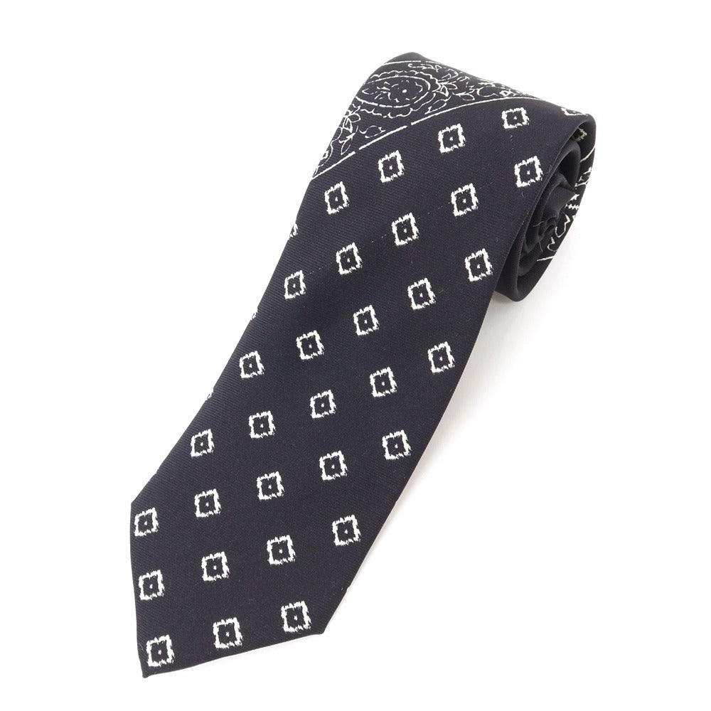 [New Outlet] GIERRE Panel Print Tri-Fold Silk Tie Black x White [BLK] [S/S/A/W] [Condition Rank N-] [Men&