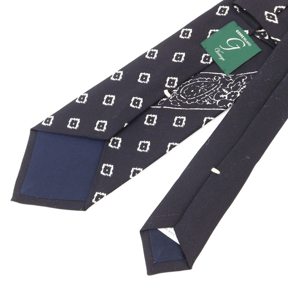 [New Outlet] GIERRE Panel Print Tri-Fold Silk Tie Black x White [BLK] [S/S/A/W] [Condition Rank N-] [Men&