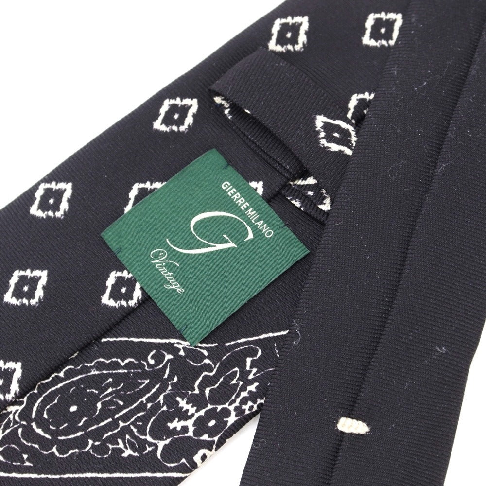 [New Outlet] GIERRE Panel Print Tri-Fold Silk Tie Black x White [BLK] [S/S/A/W] [Condition Rank N-] [Men&