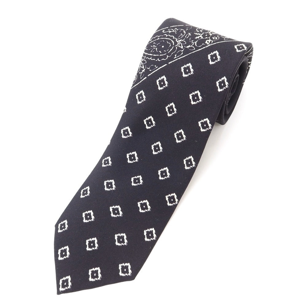 [New Outlet] GIERRE Panel Print Tri-Fold Silk Tie Black x White [BLK] [S/S/A/W] [Condition Rank N-] [Men&