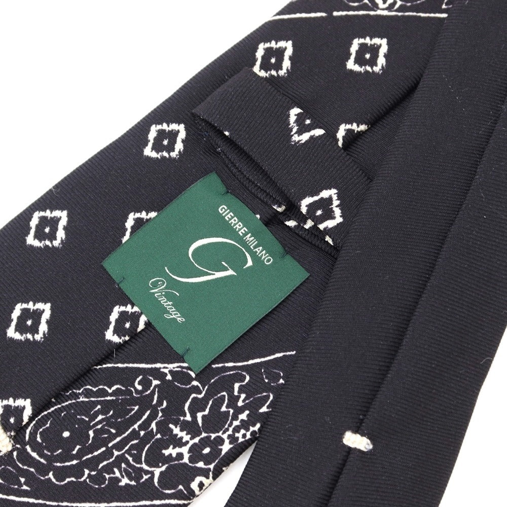 [New Outlet] GIERRE Panel Print Tri-Fold Silk Tie Black x White [BLK] [S/S/A/W] [Condition Rank N-] [Men&