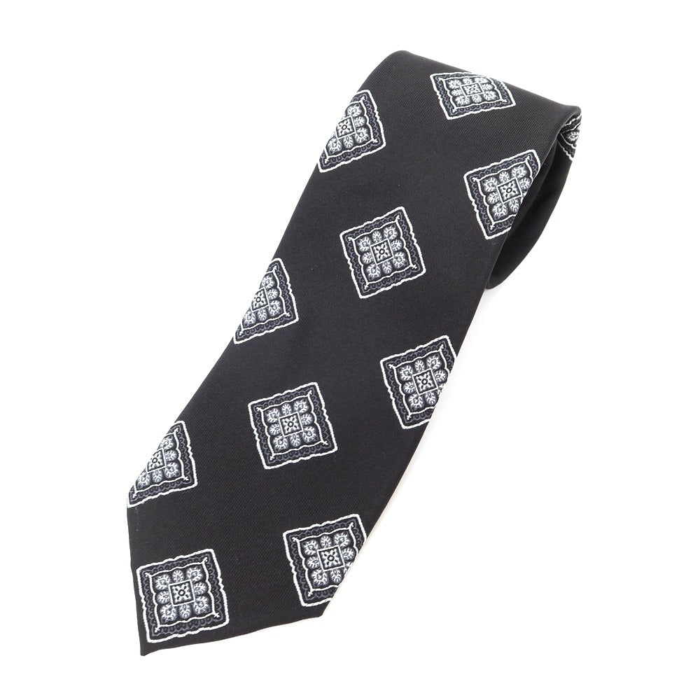[New Outlet] GIERRE Panel Pattern Tri-Fold Silk Tie Black x White [BLK] [S/S/A/W] [Condition Rank N-] [Men&