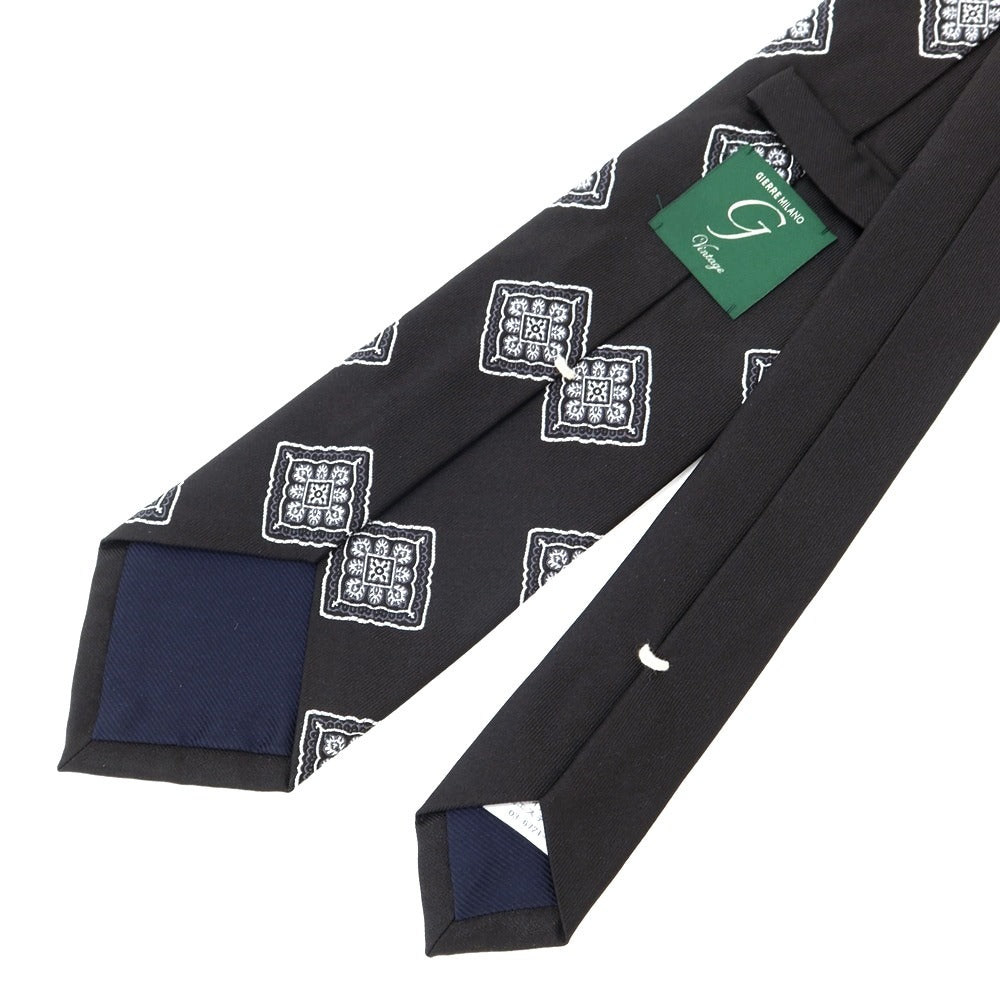 [New Outlet] GIERRE Panel Pattern Tri-Fold Silk Tie Black x White [BLK] [S/S/A/W] [Condition Rank N-] [Men&