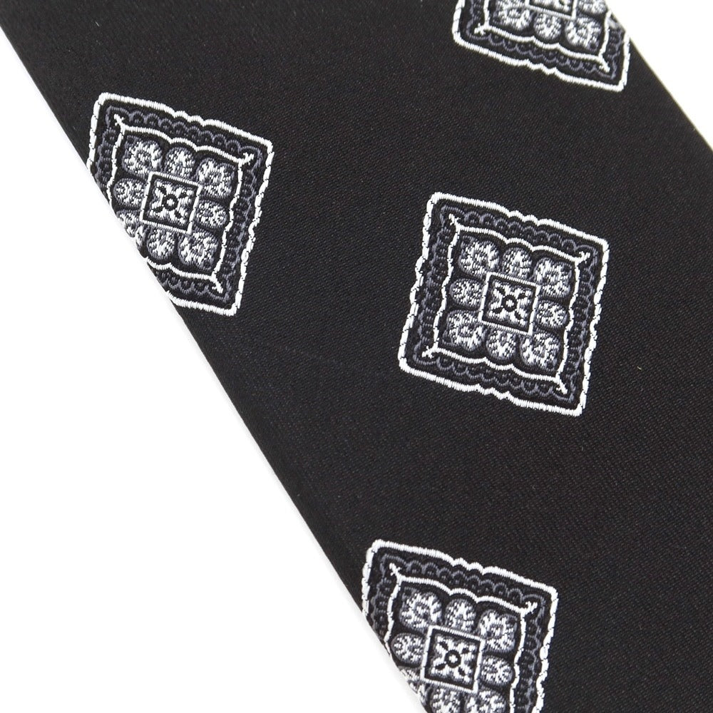 [New Outlet] GIERRE Panel Pattern Tri-Fold Silk Tie Black x White [BLK] [S/S/A/W] [Condition Rank N-] [Men&