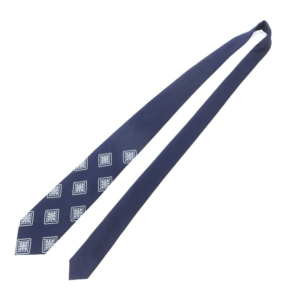 [New Outlet] GIERRE Panel Pattern Tri-Fold Silk Tie Navy x White [NVY] [S/S/A/W] [Condition Rank N-] [Men&