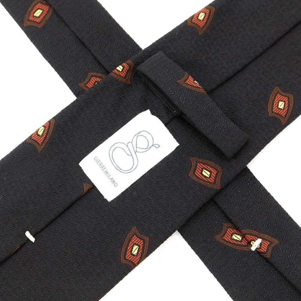 [New] GIERRE Small Pattern Tri-Fold Silk Tie Black x Brown [BLK] [S/S/A/W] [Condition Rank N] [Men&