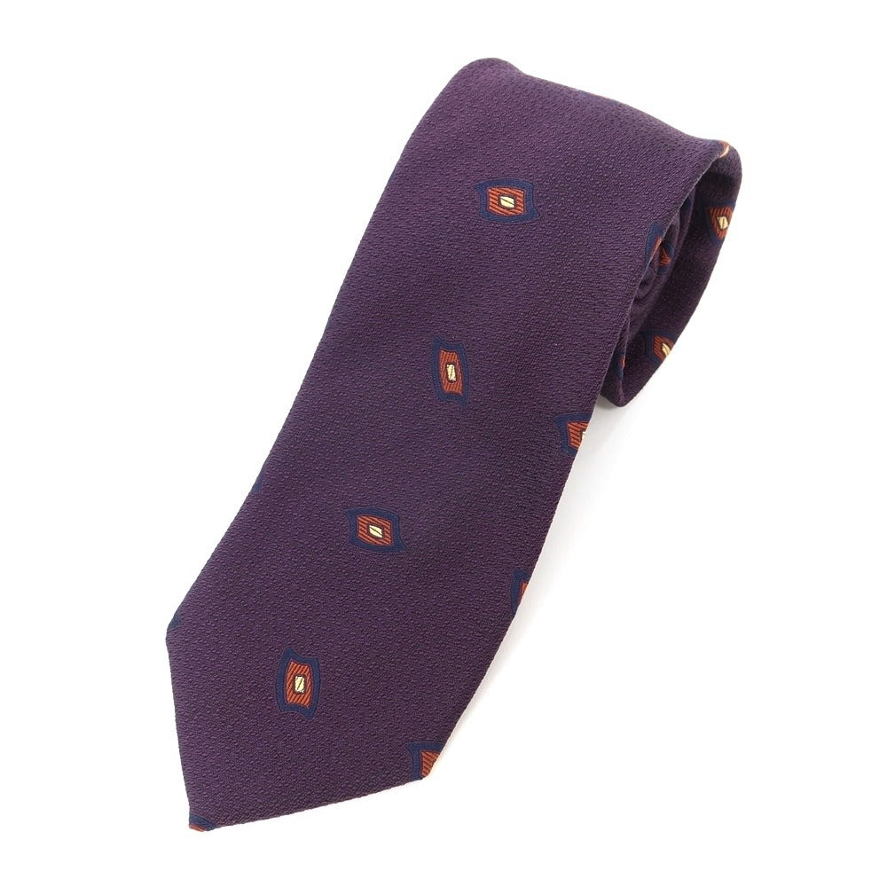 [New] GIERRE Small Pattern Tri-Fold Silk Tie Purple x Orange Brown [PUP] [S/S/A/W] [Condition Rank N] [Men&