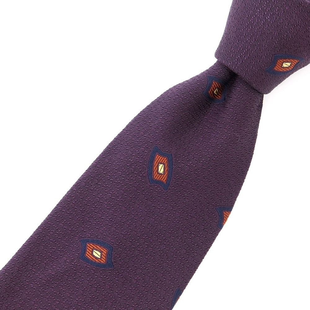 [New] GIERRE Small Pattern Tri-Fold Silk Tie Purple x Orange Brown [PUP] [S/S/A/W] [Condition Rank N] [Men&