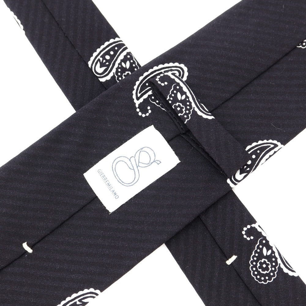 [New] GIERRE Paisley Print Tri-Fold Silk Tie Black x White [BLK] [S/S/A/W] [Condition Rank N] [Men&