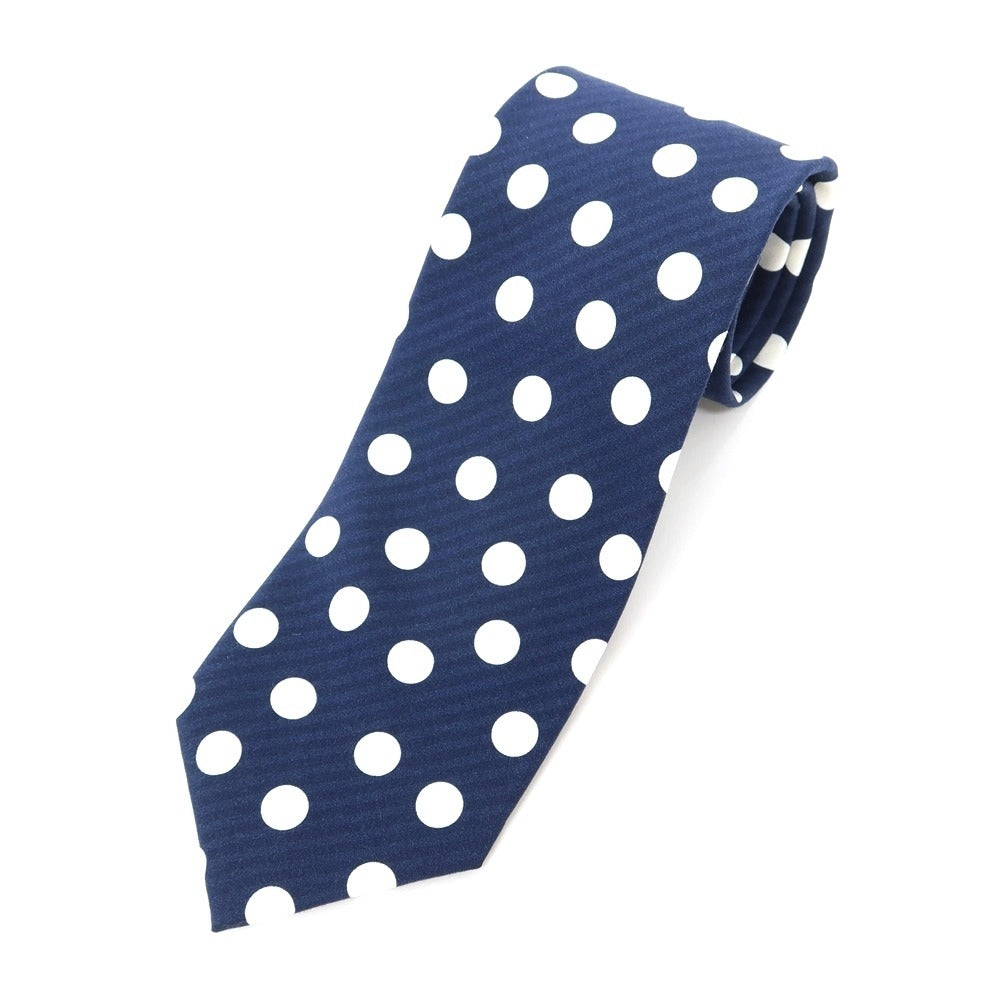 [New Outlet] GIERRE Dot Print Tri-Fold Silk Tie Navy x White [NVY] [S/S/A/W] [Condition Rank N-] [Men&