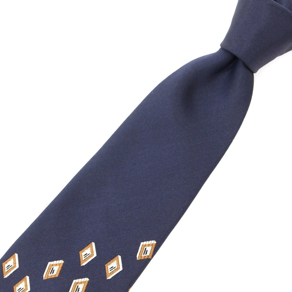 [New] GIERRE Panel Pattern Tri-Fold Silk Tie Navy [NVY] [S/S/A/W] [Condition Rank N] [Men&