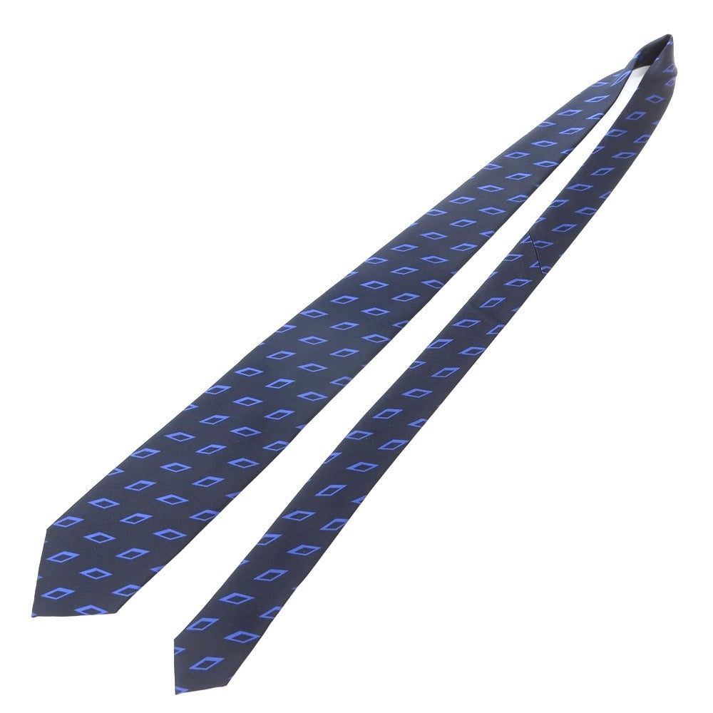 [New] GIERRE Diamond Pattern Tri-Fold Silk Tie Black x Blue [BLK] [S/S/A/W] [Condition Rank N] [Men&