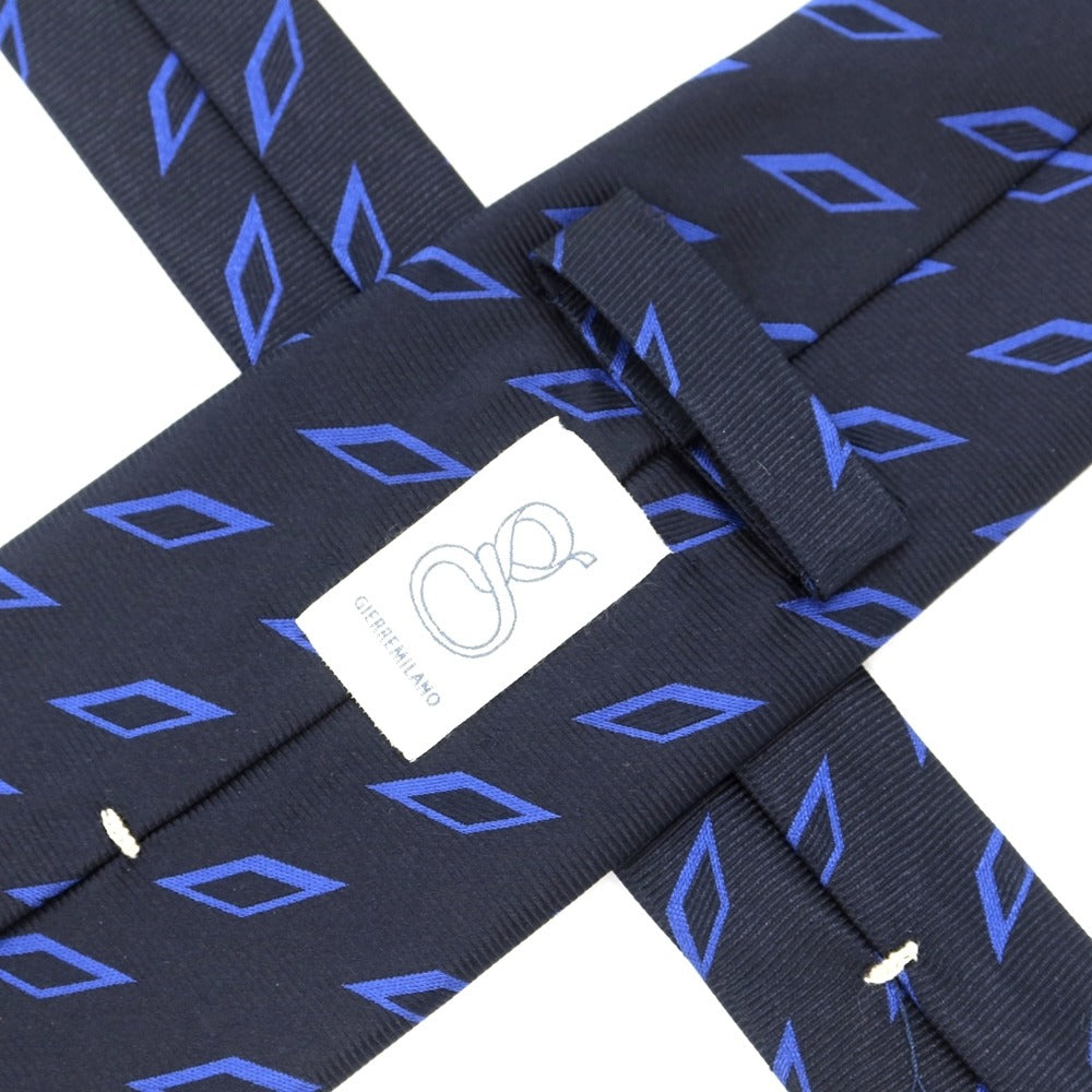 [New] GIERRE Diamond Pattern Tri-Fold Silk Tie Black x Blue [BLK] [S/S/A/W] [Condition Rank N] [Men&