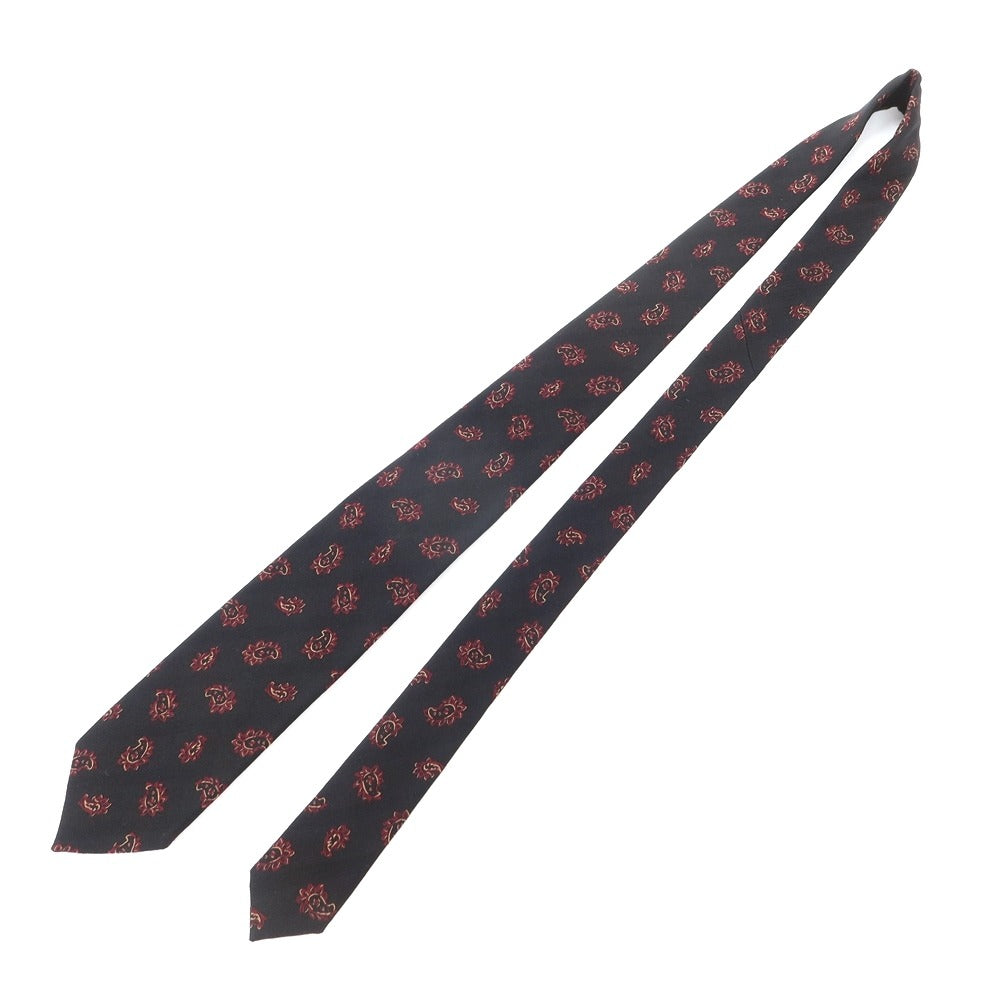 [New] GIERRE Paisley 3-fold silk cotton tie Black x Bordeaux [BLK] [S/S/A/W] [Condition Rank N] [Men&