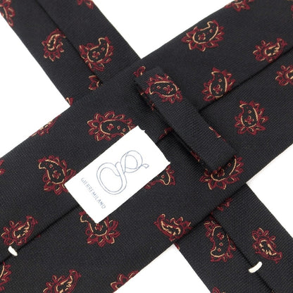 [New] GIERRE Paisley 3-fold silk cotton tie Black x Bordeaux [BLK] [S/S/A/W] [Condition Rank N] [Men&