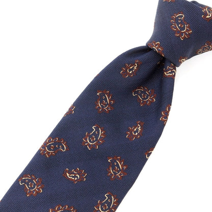 [New] GIERRE Paisley 3-fold silk cotton tie, navy x brown [NVY] [S/S/A/W] [Condition rank N] [Men&