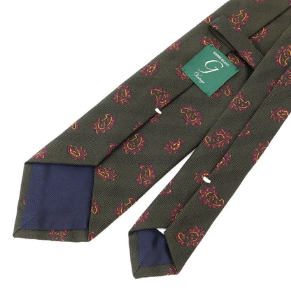 [New] GIERRE Paisley 3-fold silk cotton tie, dark moss green x purple [GRN] [S/S/A/W] [Condition rank N] [Men&