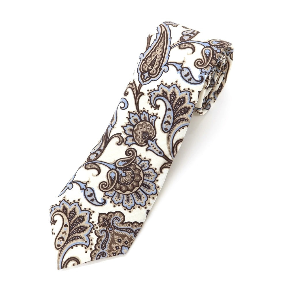 [New] GIERRE Paisley Print Tri-Fold Silk Tie Ivory x Beige [BEI] [S/S/A/W] [Condition Rank N] [Men&
