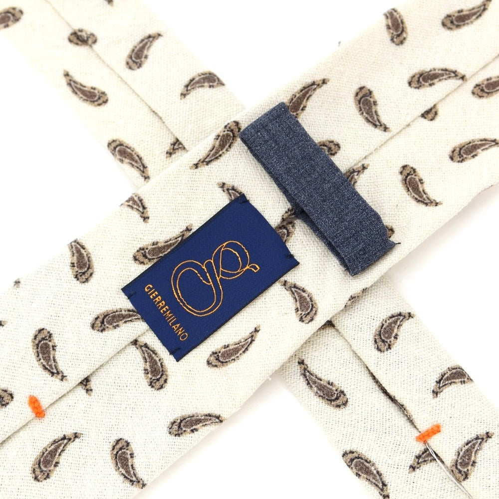 [New] GIERRE Paisley Print Tri-Fold Silk Tie Ivory x Beige [BEI] [S/S/A/W] [Condition Rank N] [Men&