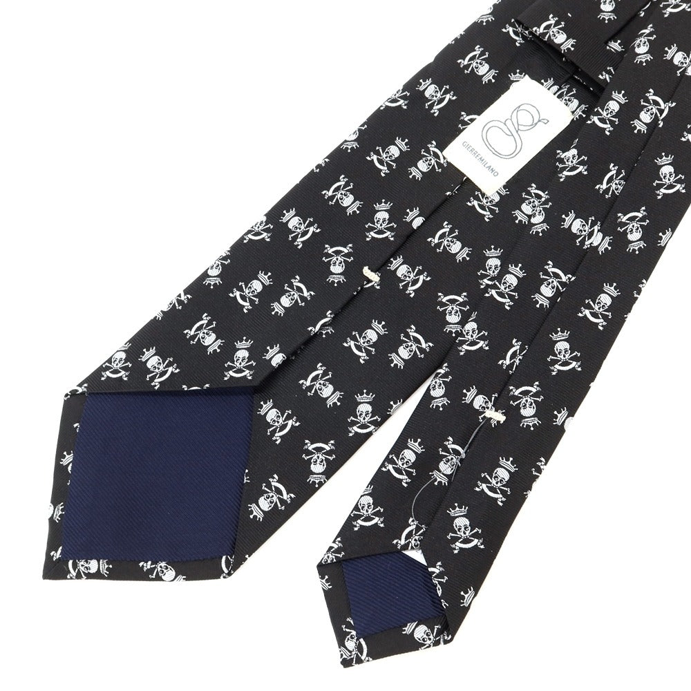 [New] GIERRE Skull Crest Tri-Fold Silk Tie Black x White [BLK] [S/S/A/W] [Condition Rank N] [Men&