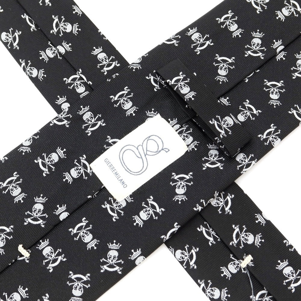 [New] GIERRE Skull Crest Tri-Fold Silk Tie Black x White [BLK] [S/S/A/W] [Condition Rank N] [Men&