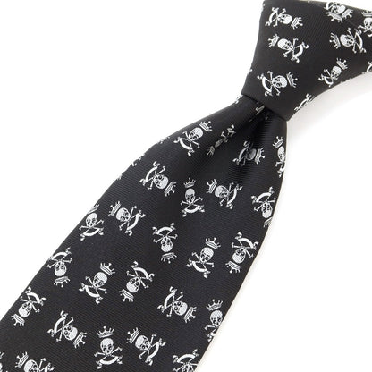 [New] GIERRE Skull Crest Tri-Fold Silk Tie Black x White [BLK] [S/S/A/W] [Condition Rank N] [Men&