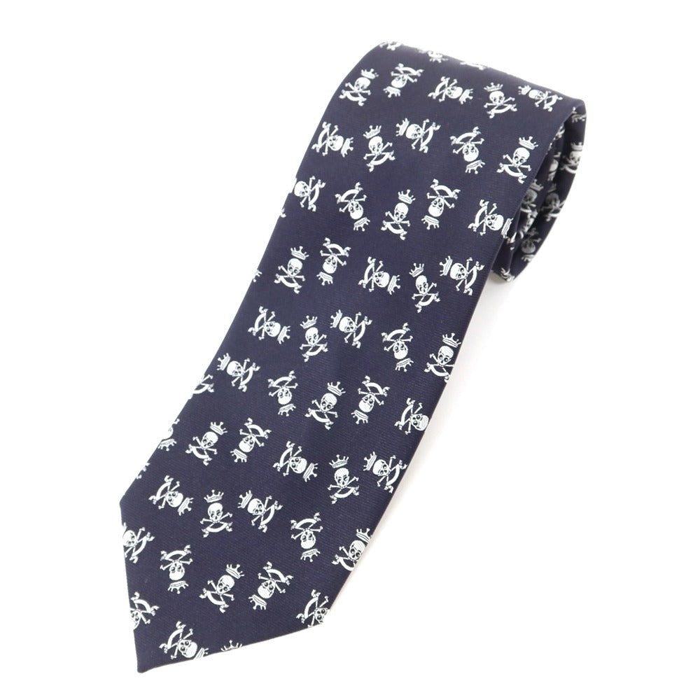 [New] GIERRE Skull Crest Tri-Fold Silk Tie Navy x White [NVY] [S/S/A/W] [Condition Rank N] [Men&