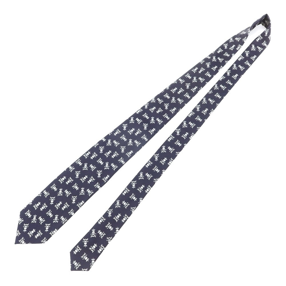 [New] GIERRE Skull Crest Tri-Fold Silk Tie Navy x White [NVY] [S/S/A/W] [Condition Rank N] [Men&