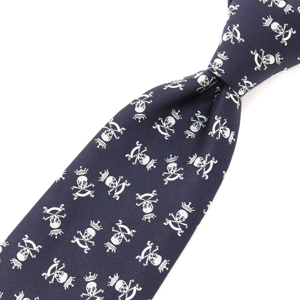 [New] GIERRE Skull Crest Tri-Fold Silk Tie Navy x White [NVY] [S/S/A/W] [Condition Rank N] [Men&