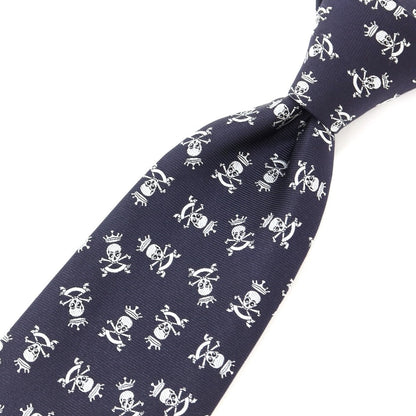 [New] GIERRE Skull Crest Tri-Fold Silk Tie Navy x White [NVY] [S/S/A/W] [Condition Rank N] [Men&