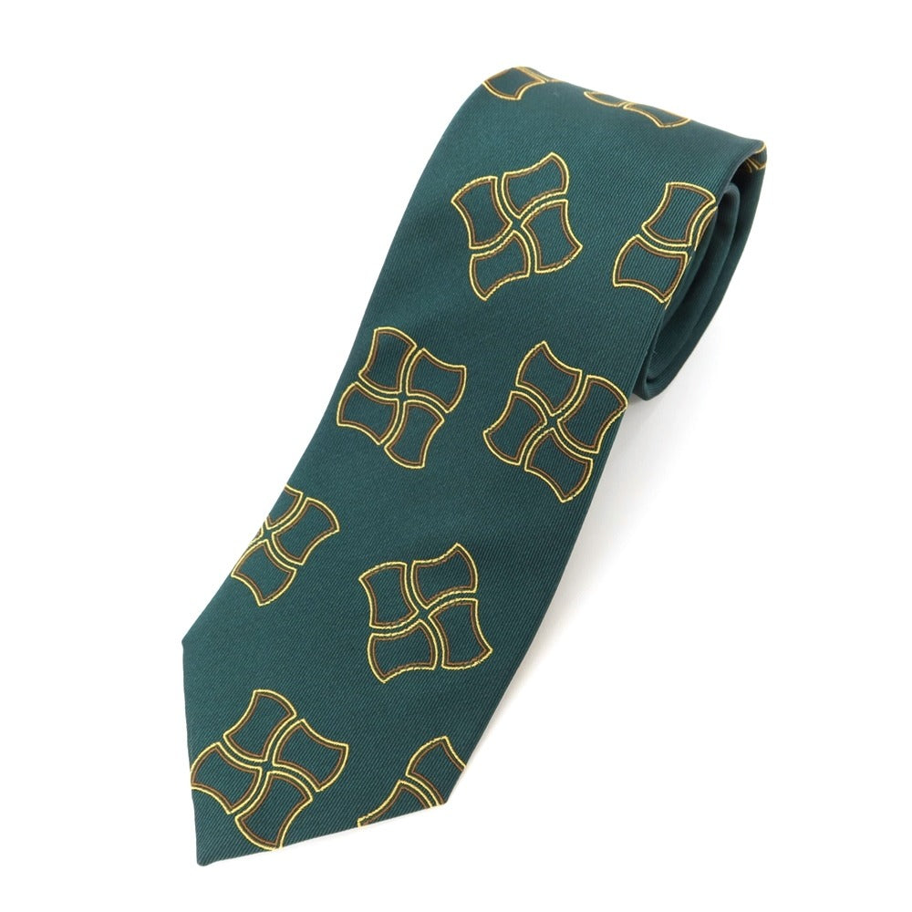 [New] GIERRE Panel Pattern Tri-Fold Silk Tie Green x Yellow [GRN] [S/S/A/W] [Condition Rank N] [Men&