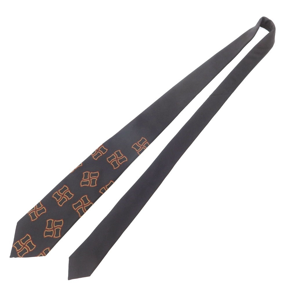 [New] GIERRE Panel Pattern Tri-Fold Silk Tie Black x Orange [BLK] [S/S/A/W] [Condition Rank N] [Men&